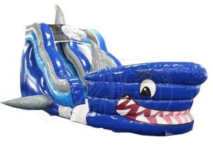 Commercial Giant Shark Bouncy Castle Slide Pool For Amusement Park