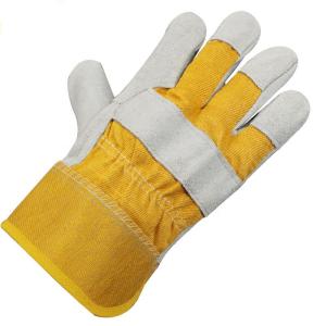 Stripe Back Grain Leather Work Gloves Cuff Patched CE EN388