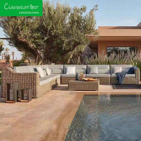 Cheap Modern Simple Design Style Latest Lounge Sofa for Outdoor Wicker Conversation Set in Garden Rattan Corner for sale