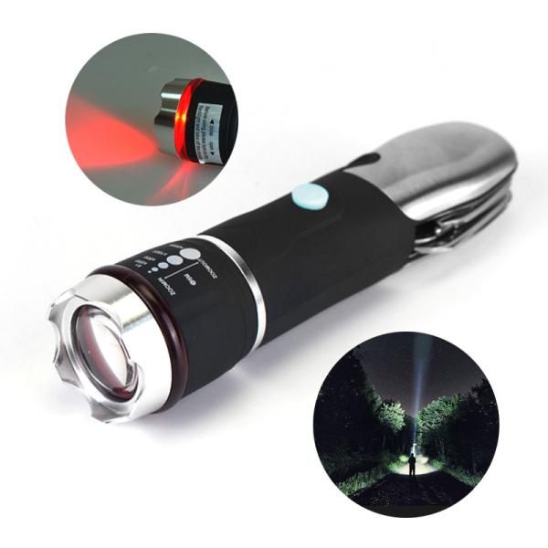 Cheap 8 Hours Lighting Period FL019 Portable LED Torch Light with Emergency Hammer and Tactical Knife for sale