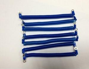 China Dark blue coiled tool lanyard leash with small metal eyelet end fittings anti-drop cords on sale