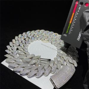 China Custom Sterling Silver Moissanite Cuban Link Chain Jewelry Diamond For Men on sale