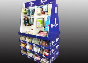China corrugated display PDQ pallet display stand with hooks and compartments POP displays on sale