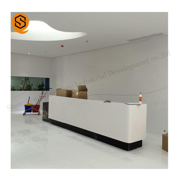 Cheap 2Person Solid Surface Hotel Counter Table Regular Reception Station Desk for sale