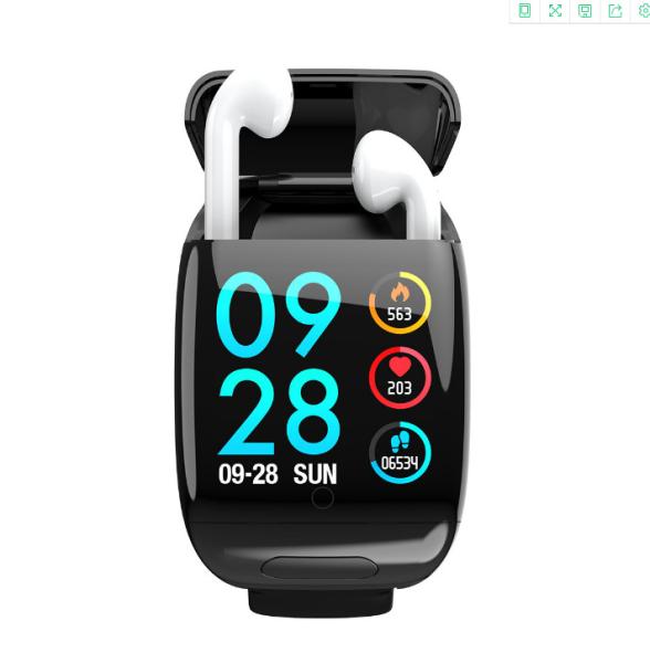 Cheap 2 In 1 0.5inches TFT Fitness Tracker Smartwatch 150mAh With TWS Earbuds for sale