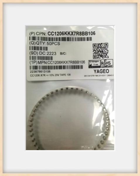 Cheap SMD 1.6mm Ceramic Multilayer Capacitors 1206 Coating 25VDC for sale