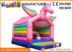 China Rainbow Inflatable Bounce Houses For Children , Inflatable Unicorn Bouncing Castle on sale