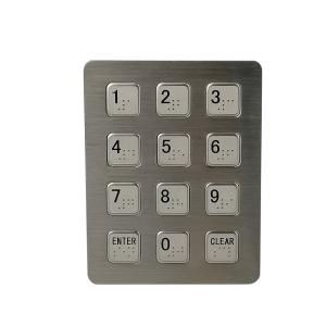 Cusotmized 12 keys matrix metal keypad with brialle for blind person
