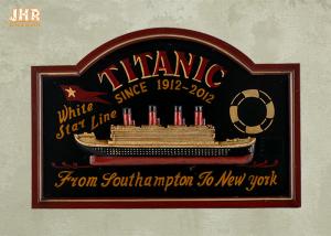 Best Decorative Wood Wall Decor Memorial Titanic Wall Plaques Wooden Pub Sign Resin Ship wholesale