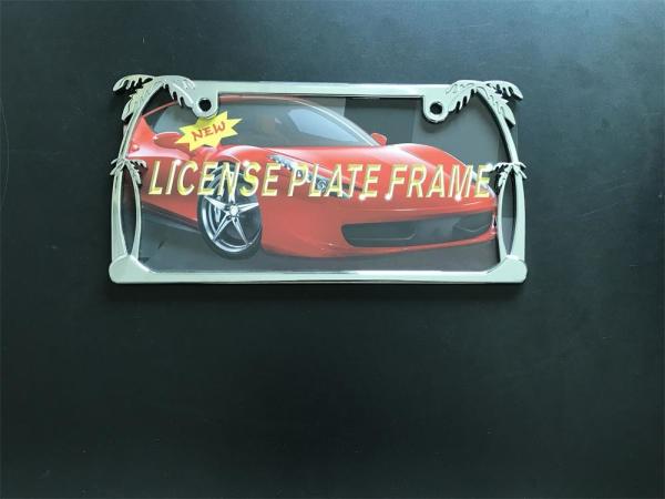Cheap Silver Chrome Metal License Plate Frames With Beautiful Palm Trees Pattern for sale