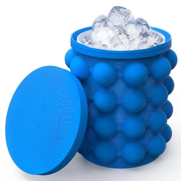 Silicone Ice Bucket Ice Cup With Lid Easy Releaser Ice Cube Mold Ice Trays Ice Cube Maker For Cocktail Whiskey Beverages
