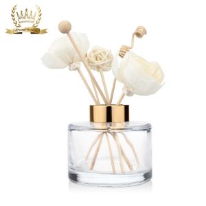 China Decorative 200ml Diffuser Glass Bottle Round Clear With Cap on sale