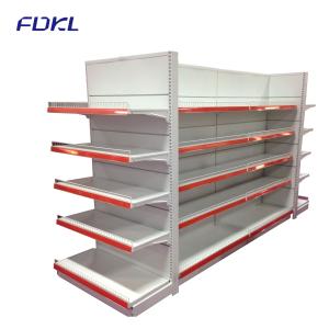 China Modular Supermarket Metal Shelves With Round Hole Pegboard Panel / Plain Panel on sale