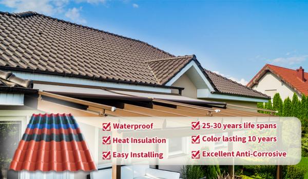 SLOW HEAT CONDUCTOR trapezoidal UPVC material roofing tiles for  for industrial plants with corrosive environment