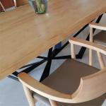 GeoSteel X Base Industrial Wood Dining Tables Modern Rectangle