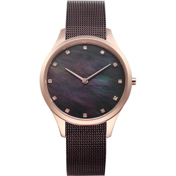 Cheap Black Shell Diamond Face Watch , Diamond Wrist Watch With Mesh Strap for sale