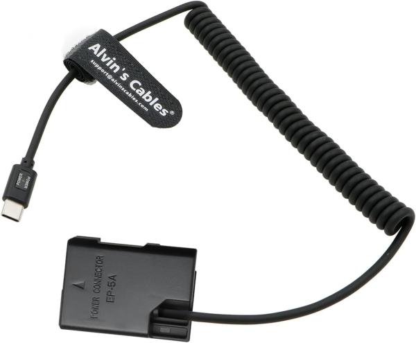 Cheap EN-EL14 Dummy Battery To PD USB-C Coiled Cable Power Adapter Replacement For Nikon D3100 D3200 D3300 D3400 D3500 D5100 for sale
