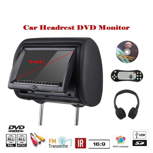 Cheap Pillow TFT LED Car Headrest DVD Monitor Custom Made Language Menu Remote Control for sale