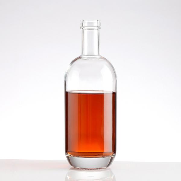 Cheap Customized Custom Make 1000ml Clear Round Empty Glass Liquor Bottle with Cork for sale