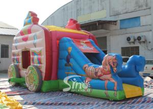 China Kids Pink Princess Carriage Inflatable Bouncy Castle Slide With Lead Free Material on sale