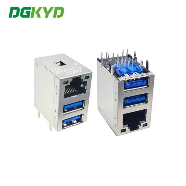 Cheap UL94V 0 USB3.0 2 Port RJ45 Network Socket Connector dual ethernet jack for sale