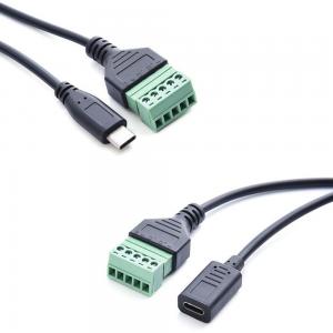 China Type-C 3.1 USB Female Male Jack To 5-pin Screw Terminals Adapter Expansion Cable 30cm on sale