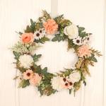 Best Spring Artificial Rose Hydrangea Silk Flower Wreaths Decoration wholesale