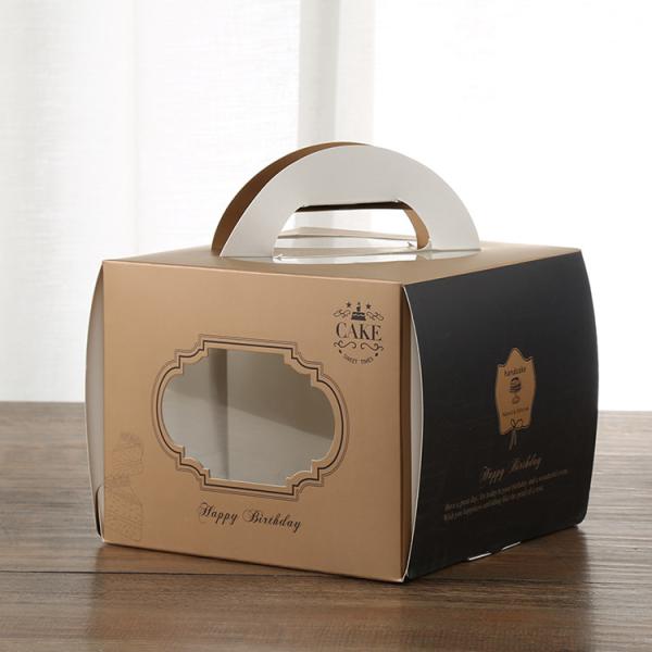 Cheap Offset Printing SBS Board Cake Carrying Box With Transparent Window for sale