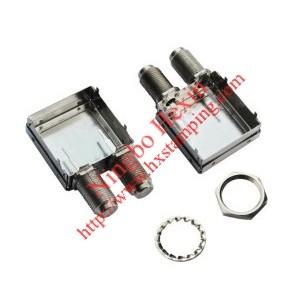 Cheap two f connector with tinplate shielding case for sale