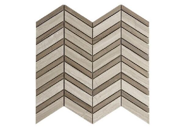 Cheap Natural Stone Basket Weave Tile , Polished White Grey Stone Mosaic Tiles for sale