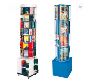 China Fashion Rotating Magazine Rack , Mdf Wooden Open Book Display Stand on sale