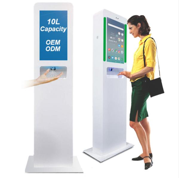 Cheap Android OS A64 Automatic Hand Sanitizer Dispenser Advertising Kiosk 220v for sale