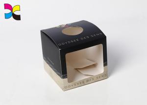 Round Window Custom Paper Box Packaging , Black Art Paper Custom Boxes With Logo