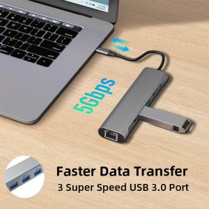 Best USB 3.0 5Gbps 4K HKMI 60W PD Charging Multiport Docking Station 1Gbps Ethernet 6 In 1 wholesale