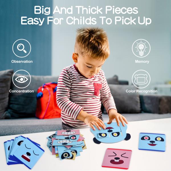 Cheap Multicolor Expression Puzzle Geometric Figures Matching Emotion Expression for Children's Logical Thinking for sale