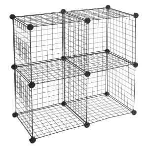 China 4 Cube Wire Grid Storage Shelves Black 14 X 14 Stackable Grid Shelf on sale