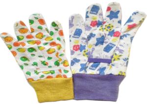 Best Cotton Canvas Gardening Gloves With Colourful Knit Wrist & Elastic Line wholesale
