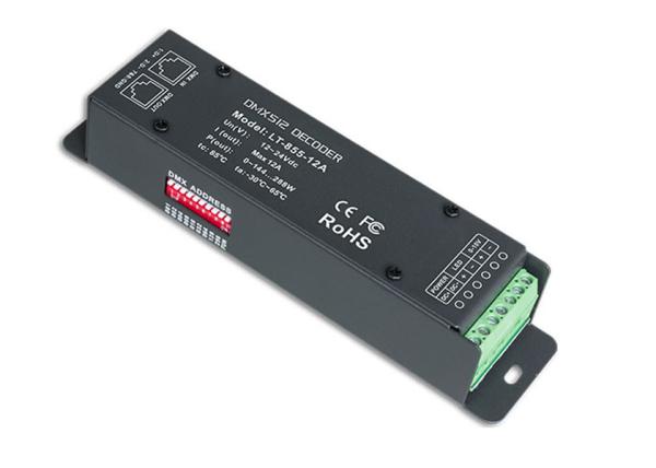 Cheap 1CH 12A 0 ~ 10V Dimming CV LED DMX Decoder Controller with RJ45 DMX512 Socket for sale