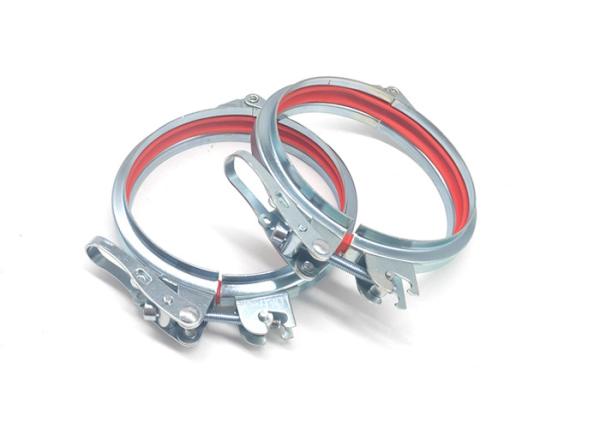 Cheap Adjustable Bolt Lock Ring 100mm Duct Hose Clamp For Dust Extraction Flanged for sale