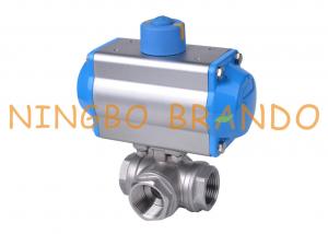 China 1'' DN25 3-Way Ball Valve With Pneumatic Actuator Double Acting on sale