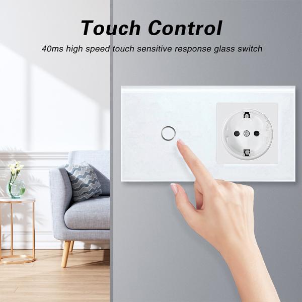 Cheap Type 146 Tempered Glass Panel Switch And Socket Outlet With LED Indicator for sale