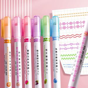 Best Colorful Pattern Shape Linear Curve Highlighter Pens For Handbook Journals Notes wholesale
