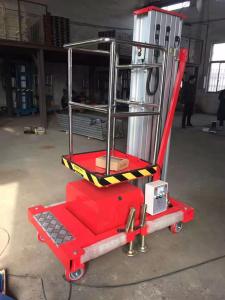 China Portable Mobile Elevated Platform Dc Battery Single Mast Aerial Platform Lift on sale