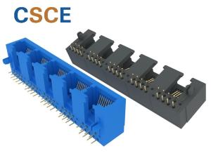 China 1x5 10P8C Multi Port Rj45 Connector With 10/100Base-TX Magnetics on sale