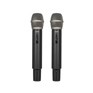 Built In Battery Handheld Dynamic UHF Microphone System Silver Design
