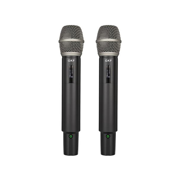 Cheap Built In Battery Handheld Dynamic UHF Microphone System Silver Design for sale