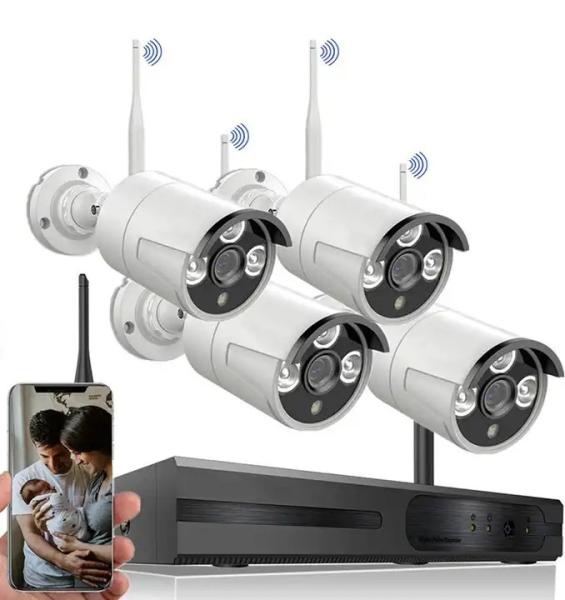 Cheap 64Kbps 12VDC WiFi Wireless Camera System CCTV Kit Wireless Waterproof for sale