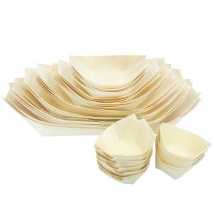 China Portable Wood Biodegradable Disposable Tableware Plates Boat Shape on sale