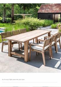Nordic Modern Round And Rectangle Teak Outdoor Dining Table And Chairs For 10 Person