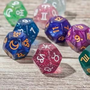 China 3pcs/ Set Resin Polyhedral Dice Multi-Color 16mm Fate Sign Number Constellation on sale